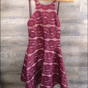 2/$15 4/$25 ANGL Juniors Lace Maroon Mini Dress Size M Prom Formal